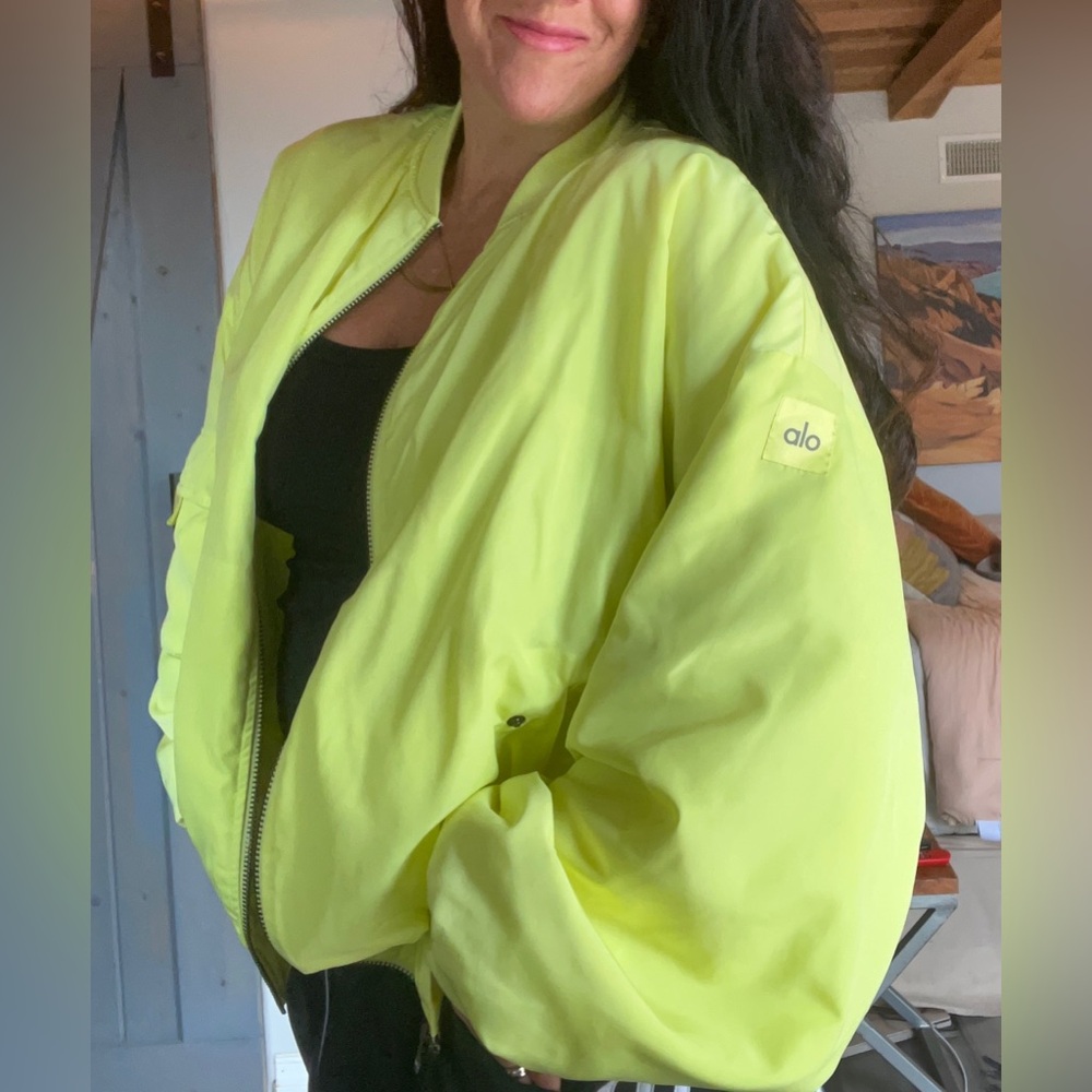 ALO Yoga Neon Yellow Bomber Jacket